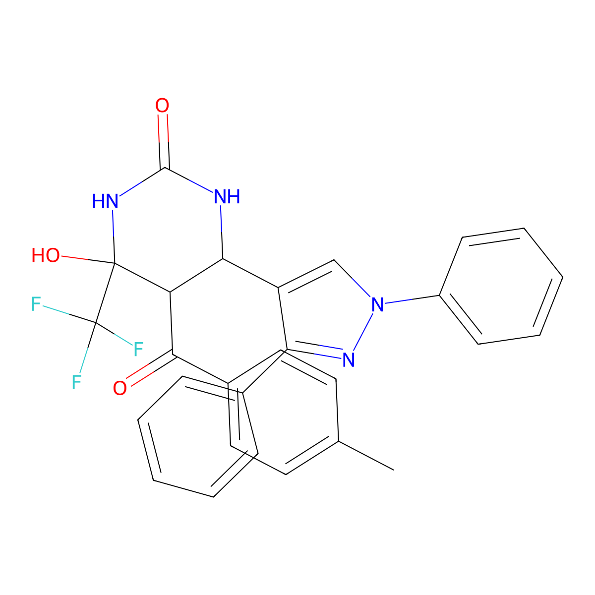 6-(1,3-diphenyl-1H-pyrazol-4-yl)-4-hydroxy-5-(4-methylbenzoyl)-4-(trifluoromethyl)tetrahydropyrimidin-2(1H)-one molecular structure, CAS 1005090-38-9