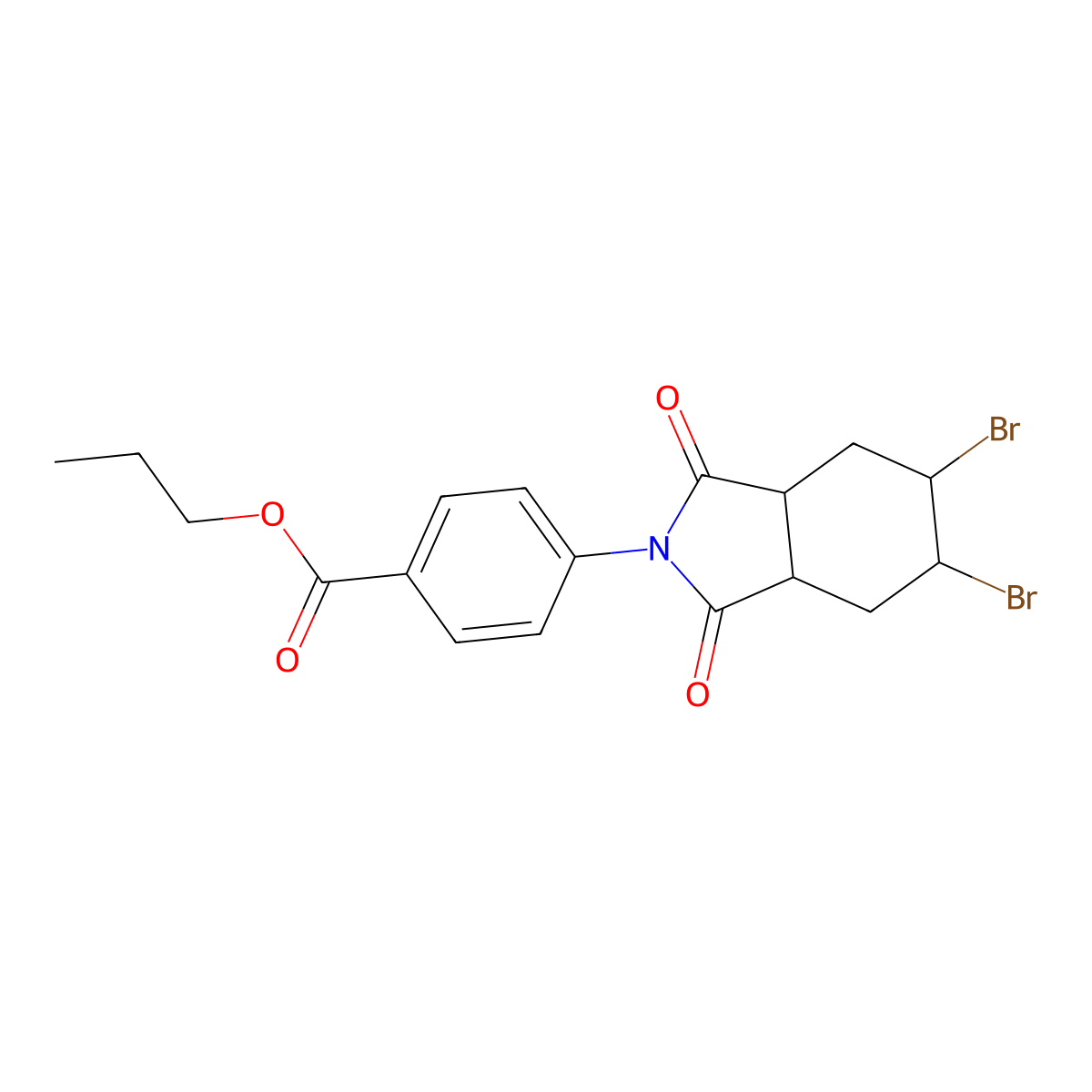 propyl 4-(5,6-dibromo-1,3-dioxooctahydro-2H-isoindol-2-yl)benzoate molecular structure, CAS 1005090-40-3