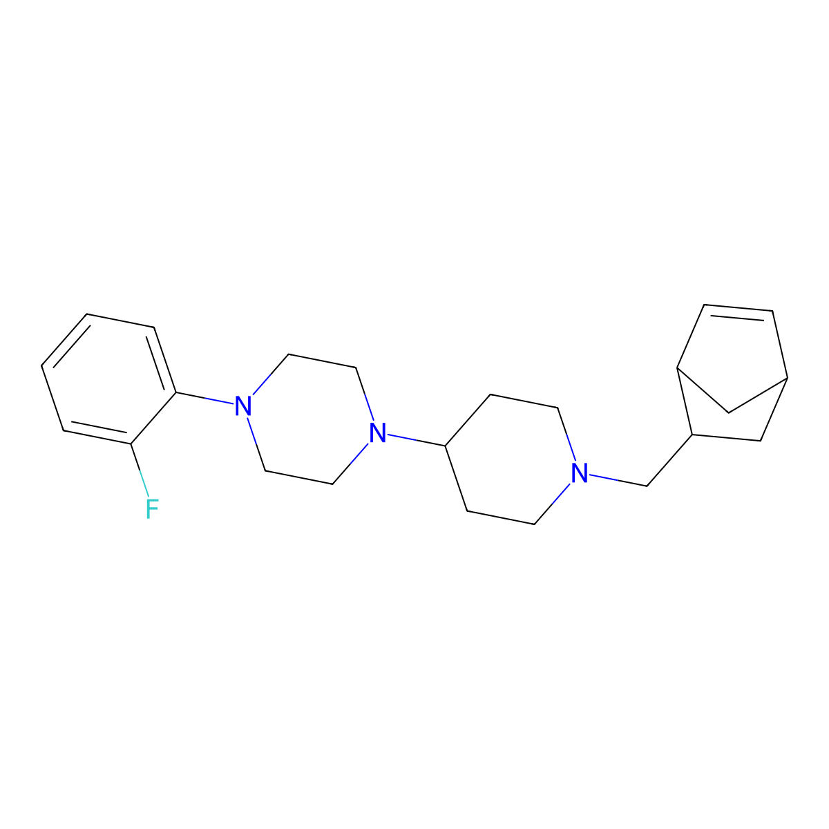 1-[1-(5-Bicyclo[2.2.1]hept-2-enylmethyl)piperidin-4-yl]-4-(2-fluorophenyl)piperazine molecular structure, CAS 1005090-45-8