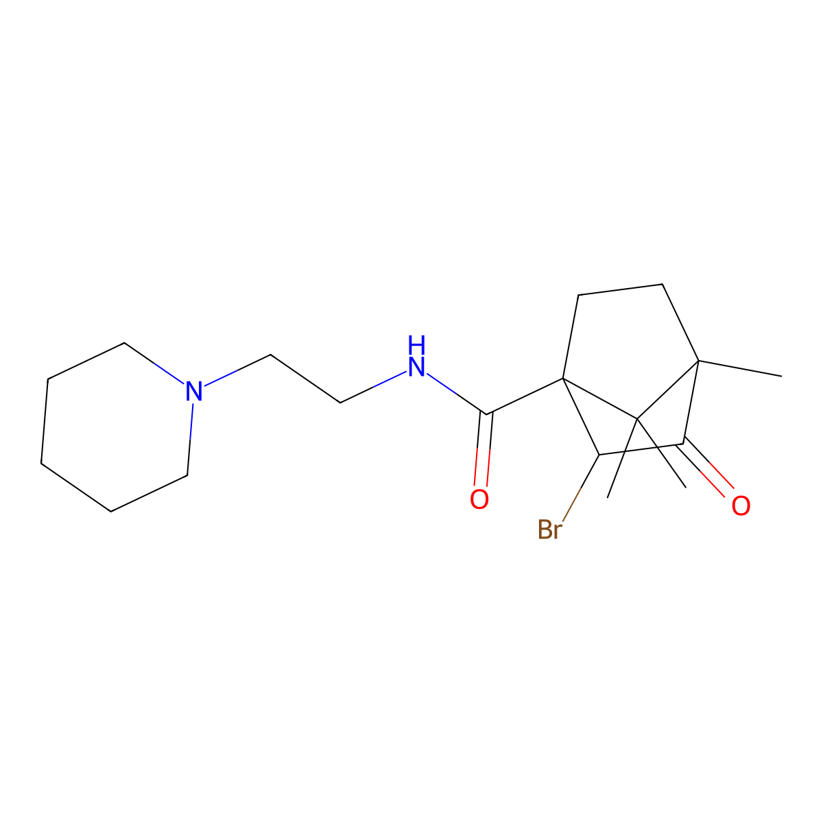 2-bromo-4,7,7-trimethyl-3-oxo-N-[2-(1-piperidinyl)ethyl]bicyclo[2.2.1]heptane-1-carboxamide molecular structure, CAS 1005090-50-5