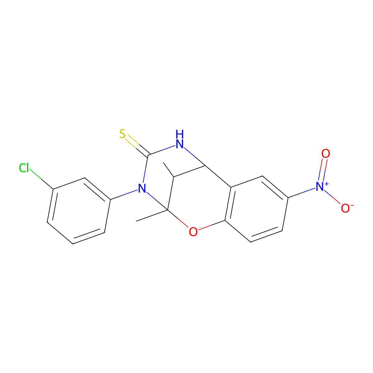 3-(3-chlorophenyl)-2,11-dimethyl-8-nitro-2,3,5,6-tetrahydro-4H-2,6-methano-1,3,5-benzoxadiazocine-4-thione molecular structure, CAS 1005091-91-7