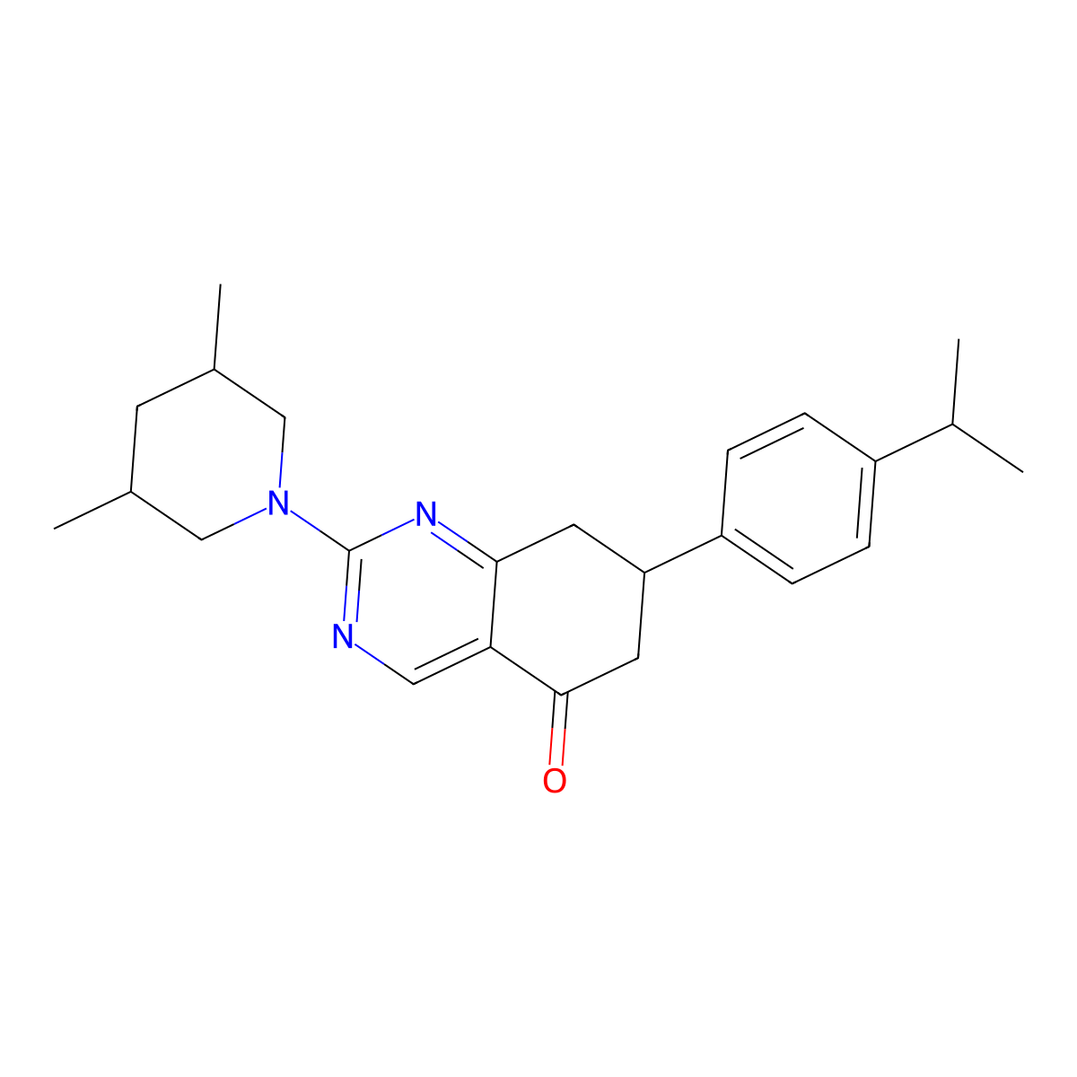 2-(3,5-dimethylpiperidin-1-yl)-7-(4-isopropylphenyl)-7,8-dihydroquinazolin-5(6H)-one molecular structure, CAS 1005093-45-7