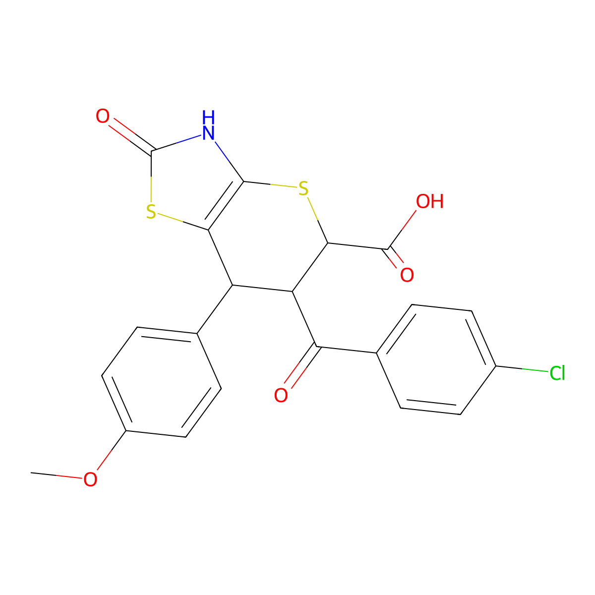 6-[(4-chlorophenyl)carbonyl]-7-(4-methoxyphenyl)-2-oxo-3,5,6,7-tetrahydro-2H-thiopyrano[2,3-d][1,3]thiazole-5-carboxylic acid molecular structure, CAS 1005093-79-7
