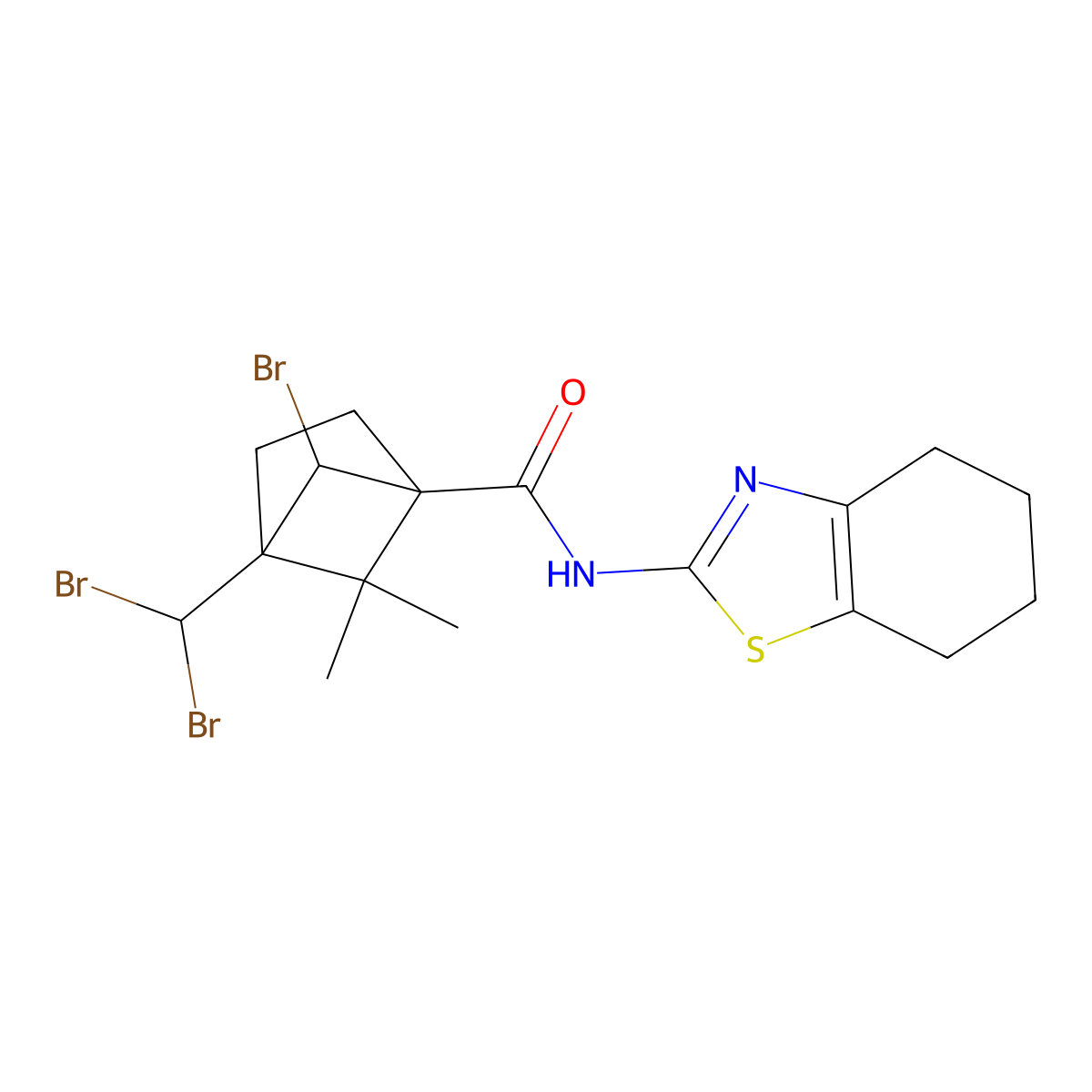 6-bromo-4-(dibromomethyl)-5,5-dimethyl-N-(4,5,6,7-tetrahydro-1,3-benzothiazol-2-yl)bicyclo[2.1.1]hexane-1-carboxamide molecular structure, CAS 1005094-04-1