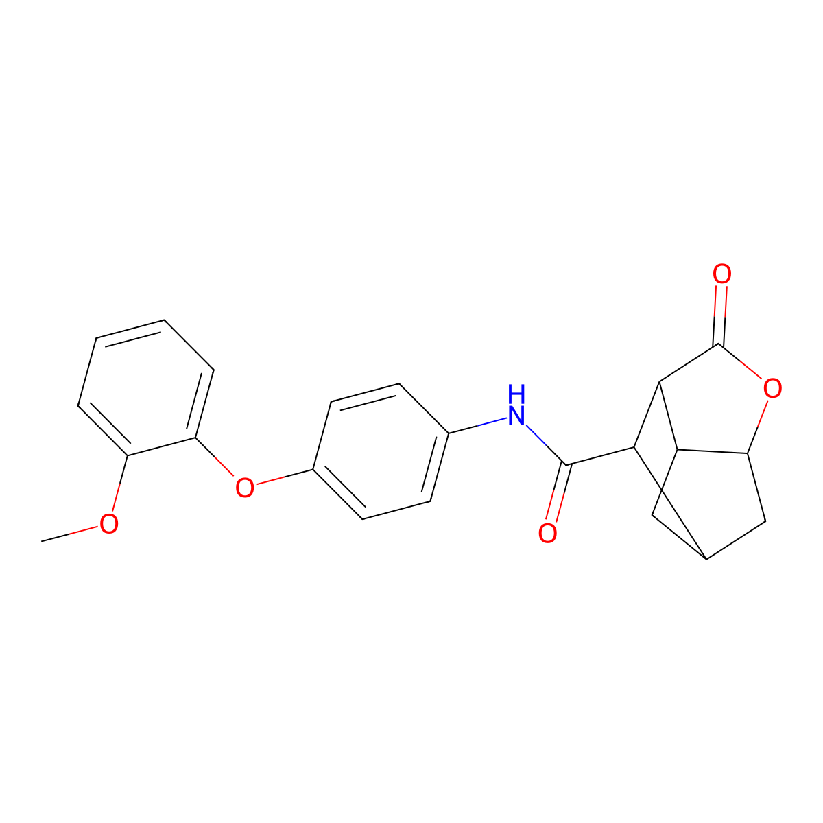 N-[4-(2-methoxyphenoxy)phenyl]-2-oxohexahydro-2H-3,5-methanocyclopenta[b]furan-7-carboxamide molecular structure, CAS 1005094-80-3