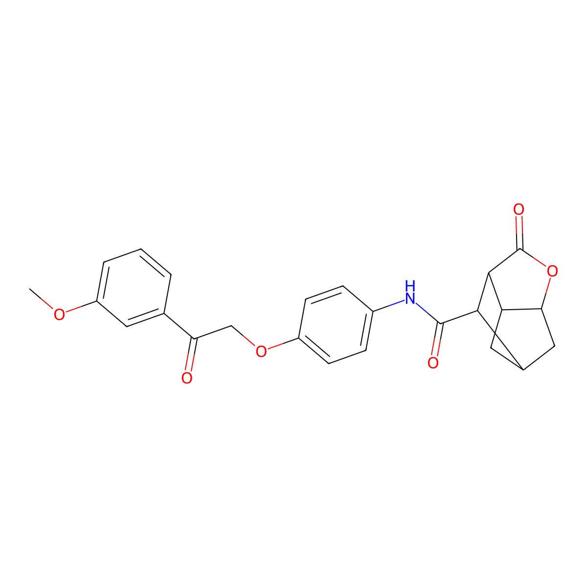 N-{4-[2-(3-methoxyphenyl)-2-oxoethoxy]phenyl}-2-oxohexahydro-2H-3,5-methanocyclopenta[b]furan-7-carboxamide molecular structure, CAS 1005094-81-4