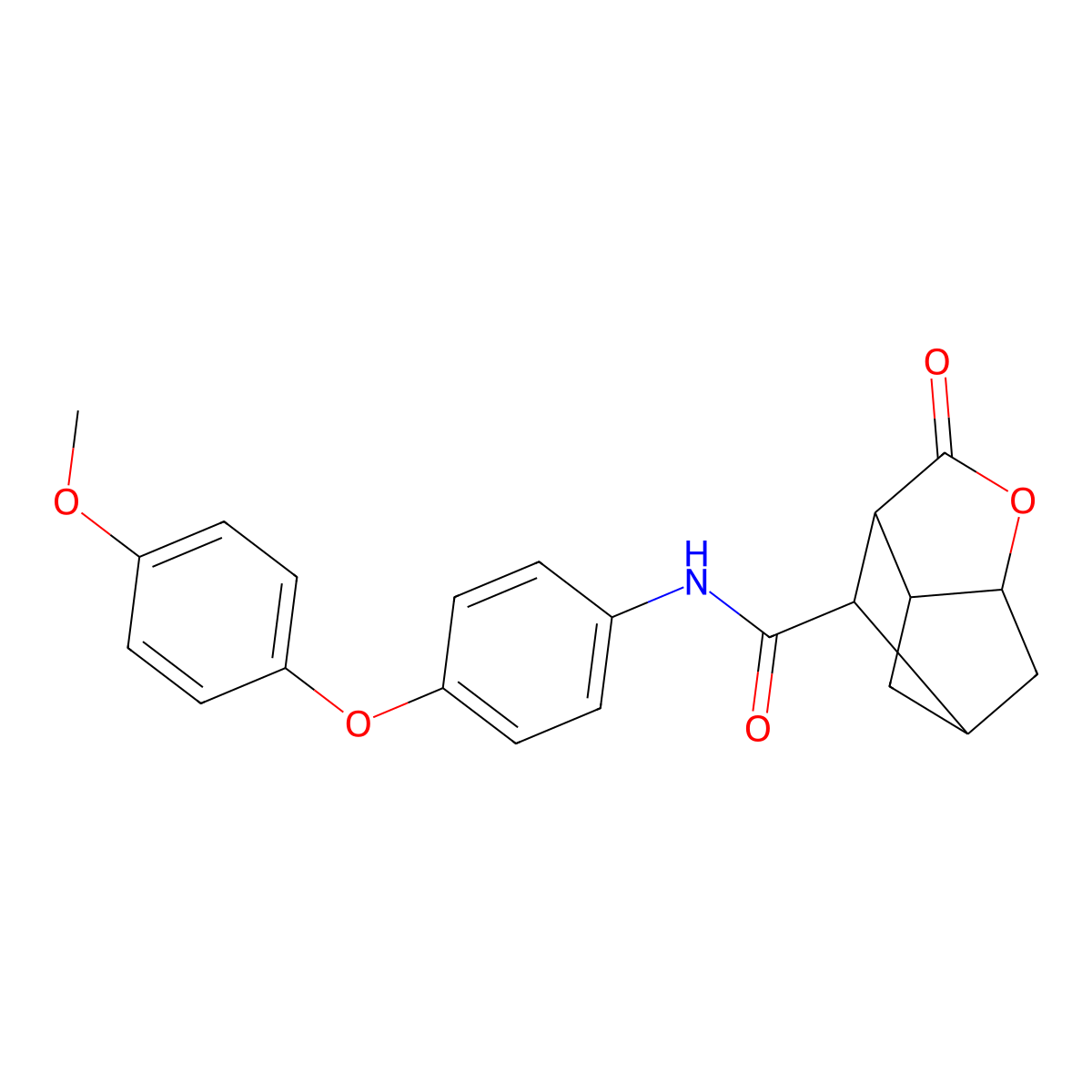 N-[4-(4-methoxyphenoxy)phenyl]-2-oxohexahydro-2H-3,5-methanocyclopenta[b]furan-7-carboxamide molecular structure, CAS 1005094-89-2