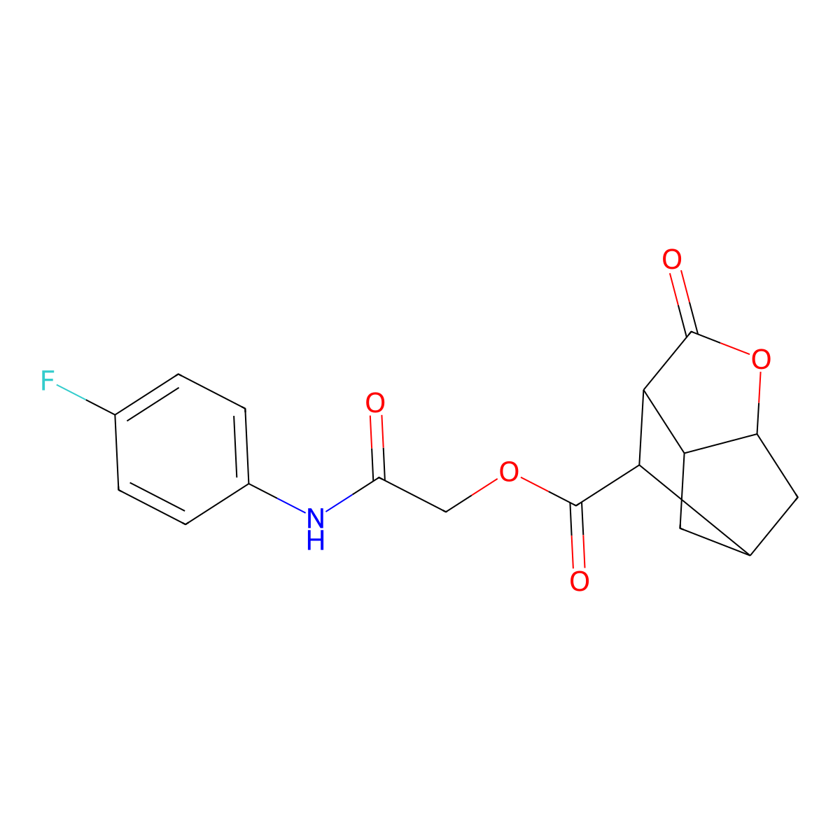 2-(4-Fluoroanilino)-2-oxoethyl 5-oxo-4-oxatricyclo[4.2.1.0~3,7~]nonane-9-carboxylate molecular structure, CAS 1005094-91-6