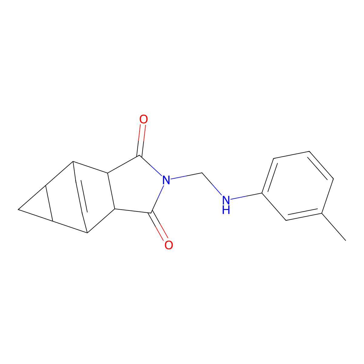 2-{[(3-methylphenyl)amino]methyl}hexahydro-4,6-ethenocyclopropa[f]isoindole-1,3(2H,3aH)-dione molecular structure, CAS 1005095-15-7