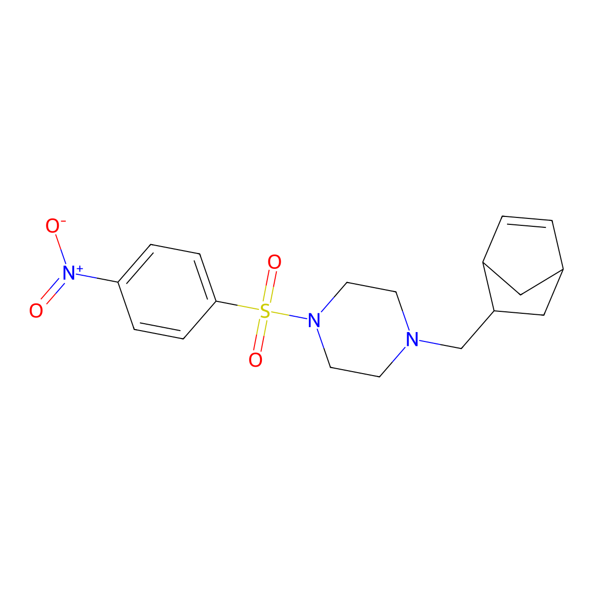 1-(5-Bicyclo[2.2.1]hept-2-enylmethyl)-4-(4-nitrophenyl)sulfonylpiperazine molecular structure, CAS 1005095-19-1