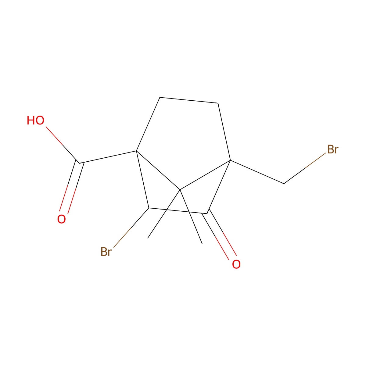 2-Bromo-4-(bromomethyl)-7,7-dimethyl-3-oxobicyclo[2.2.1]heptanecarboxylic acid molecular structure, CAS 1005095-29-3
