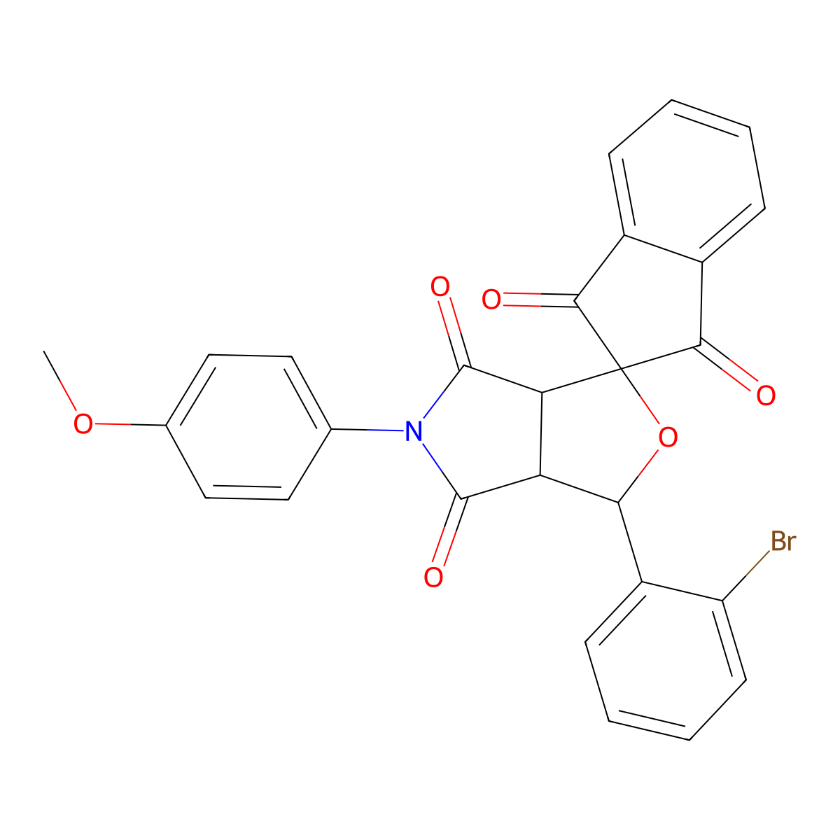 1-(2-bromophenyl)-5-(4-methoxyphenyl)spiro[3a,6a-dihydro-1H-furo[3,4-c]pyrrole-3,2'-indene]-1',3',4,6-tetrone molecular structure, CAS 1005095-39-5