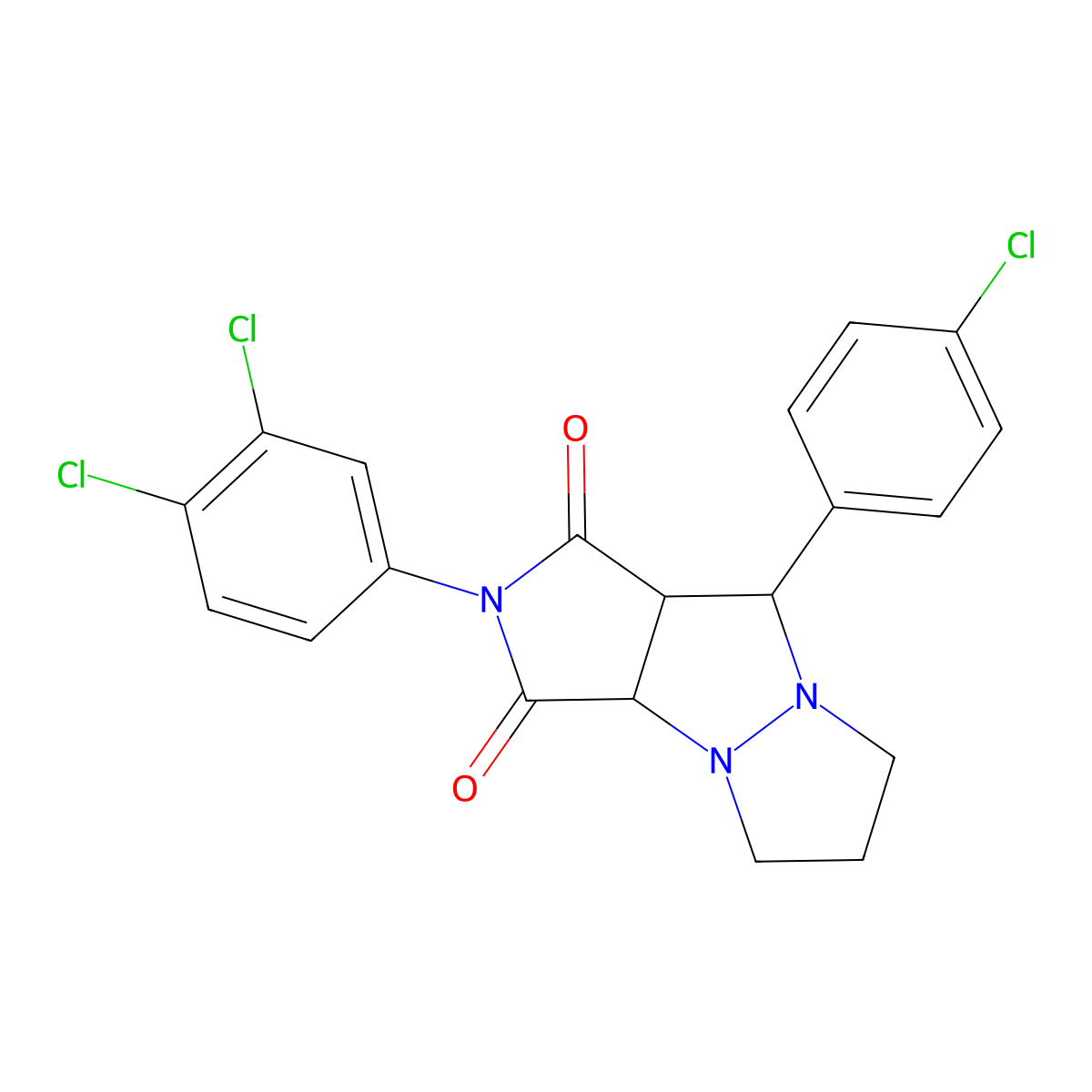 9-(4-chlorophenyl)-2-(3,4-dichlorophenyl)hexahydro-1H-pyrazolo[1,2-a]pyrrolo[3,4-c]pyrazole-1,3(2H)-dione molecular structure, CAS 1005095-45-3