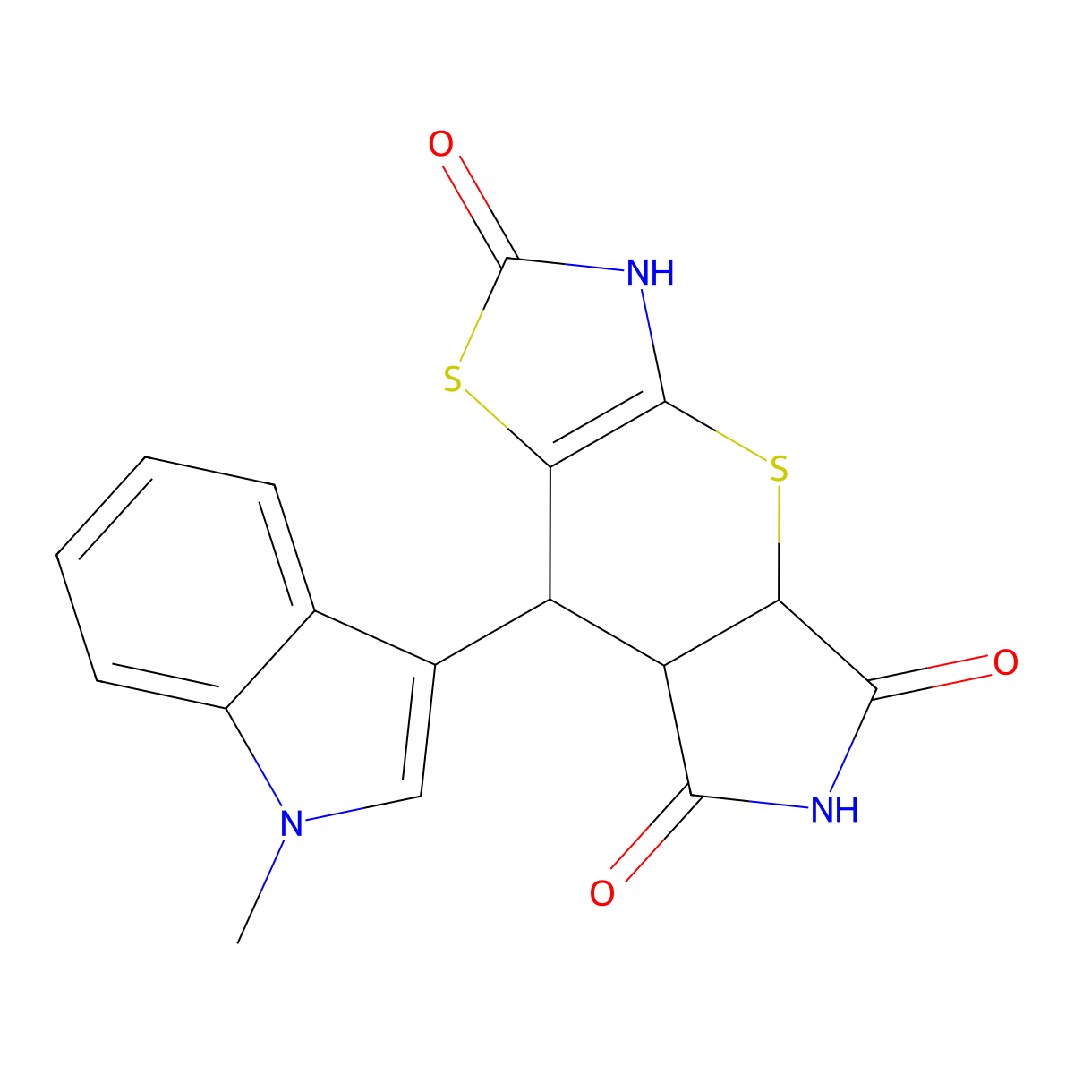 8-(1-methyl-1H-indol-3-yl)-3,4a,7a,8-tetrahydropyrrolo[3',4':5,6]thiopyrano[2,3-d][1,3]thiazole-2,5,7(6H)-trione molecular structure, CAS 1005095-57-7
