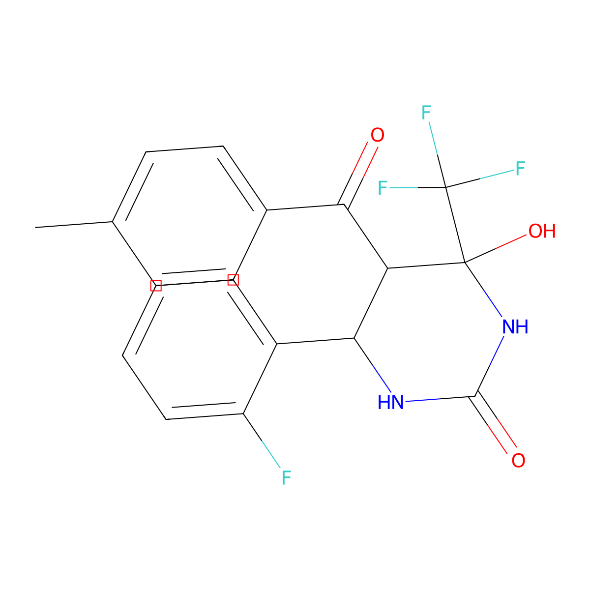6-(2-Fluorophenyl)-4-hydroxy-5-(4-methylbenzoyl)-4-(trifluoromethyl)-1,3-diazinan-2-one molecular structure, CAS 1005095-73-7
