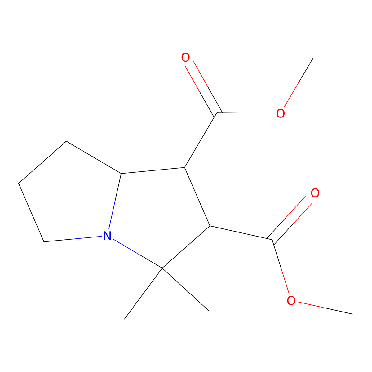 dimethyl 3,3-dimethylhexahydro-1H-pyrrolizine-1,2-dicarboxylate molecular structure, CAS 1005095-75-9