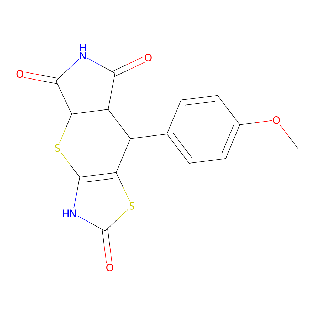 8-(4-methoxyphenyl)-3,4a,7a,8-tetrahydropyrrolo[3',4':5,6]thiopyrano[2,3-d][1,3]thiazole-2,5,7(6H)-trione molecular structure, CAS 1005095-79-3