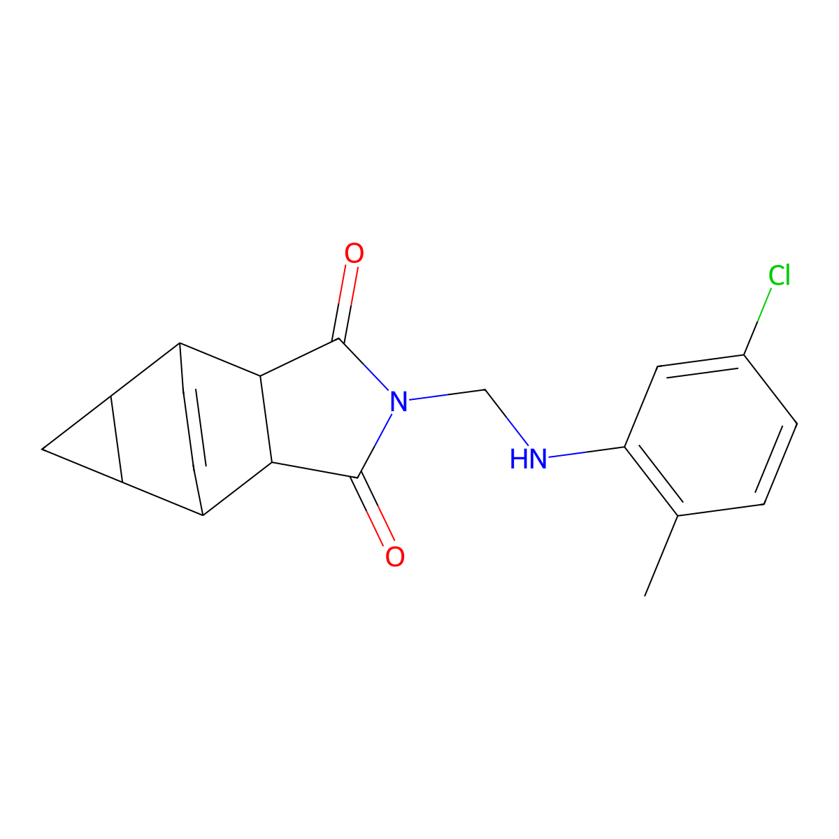 2-{[(5-Chloro-2-methylphenyl)amino]methyl}hexahydro-4,6-ethenocyclopropa[f]isoindole-1,3(3aH)-dione molecular structure, CAS 1005096-12-7