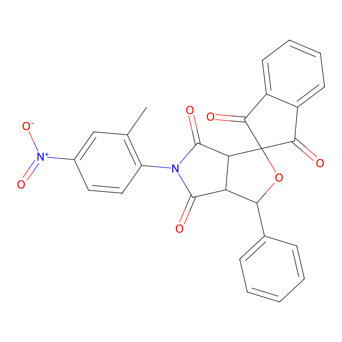 5-(2-methyl-4-nitrophenyl)-3-phenyl-3a,6a-dihydrospiro[furo[3,4-c]pyrrole-1,2'-indene]-1',3',4,6(3H,5H)-tetrone molecular structure, CAS 1005096-20-7