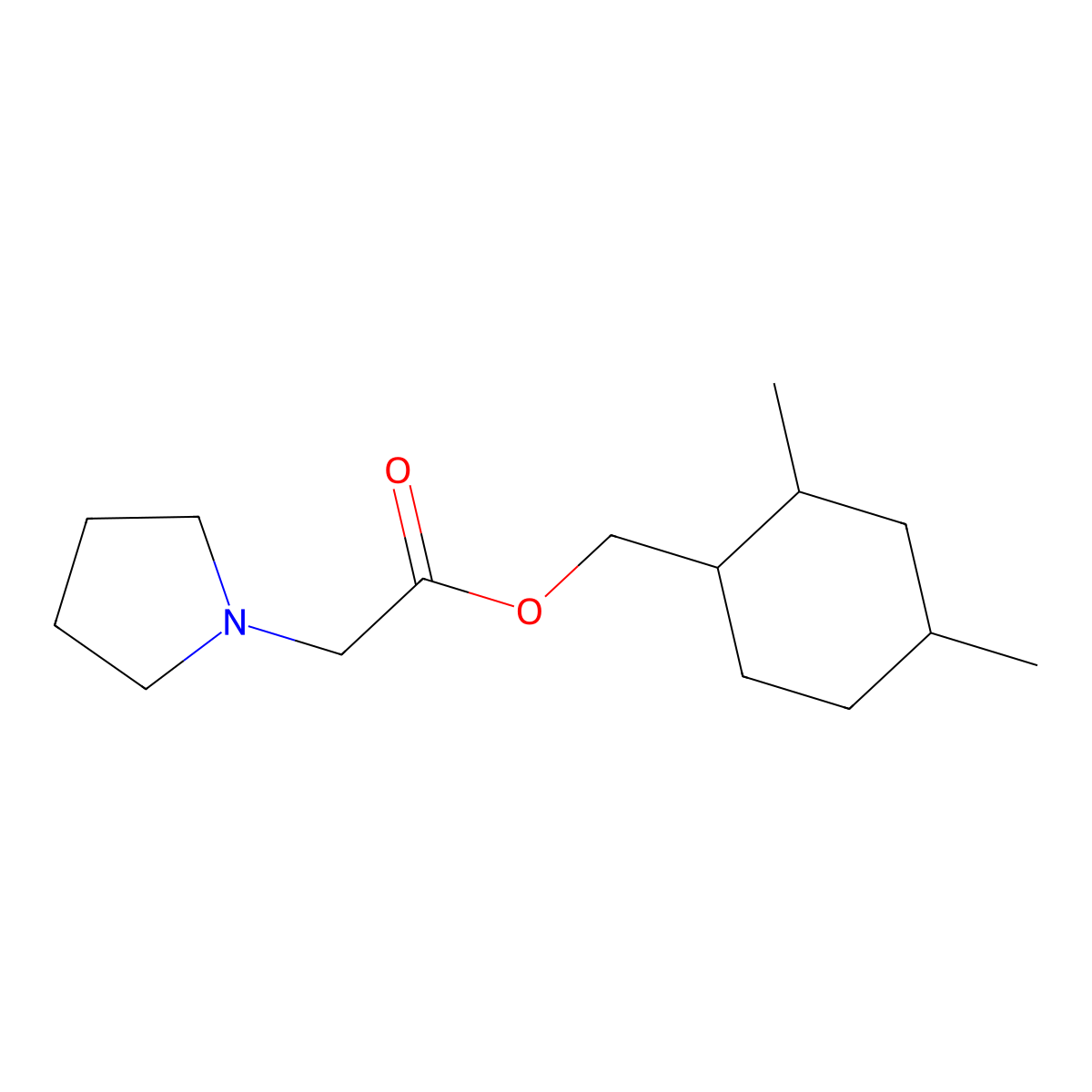 (2,4-Dimethylcyclohexyl)methyl pyrrolidin-1-ylacetate molecular structure, CAS 1005096-29-6