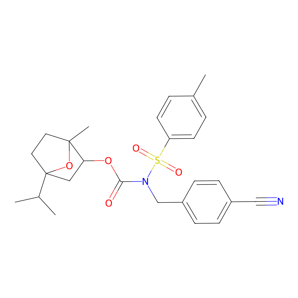 4-isopropyl-1-methyl-7-oxabicyclo[2.2.1]hept-2-yl N-(4-cyanobenzyl)-N-[(4-methylphenyl)sulfonyl]carbamate molecular structure, CAS 1005096-41-2