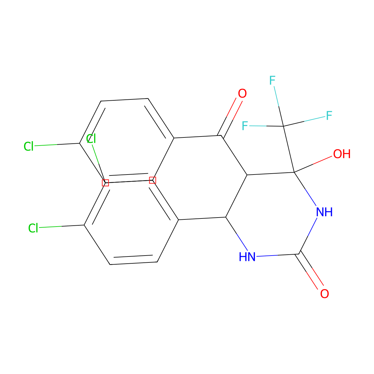 5-(4-Chlorobenzoyl)-6-(3,4-dichlorophenyl)-4-hydroxy-4-(trifluoromethyl)tetrahydro-2(1H)-pyrimidinone molecular structure, CAS 1005096-48-9