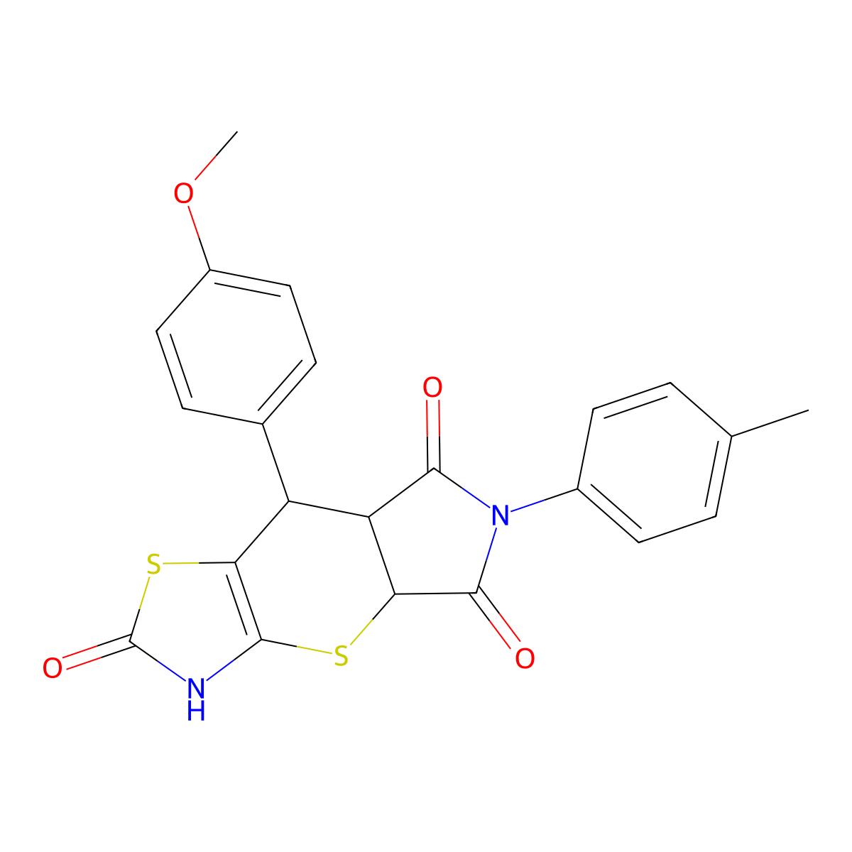 8-(4-methoxyphenyl)-6-(4-methylphenyl)-3,4a,7a,8-tetrahydropyrrolo[3',4':5,6]thiopyrano[2,3-d][1,3]thiazole-2,5,7(6H)-trione molecular structure, CAS 1005096-94-5