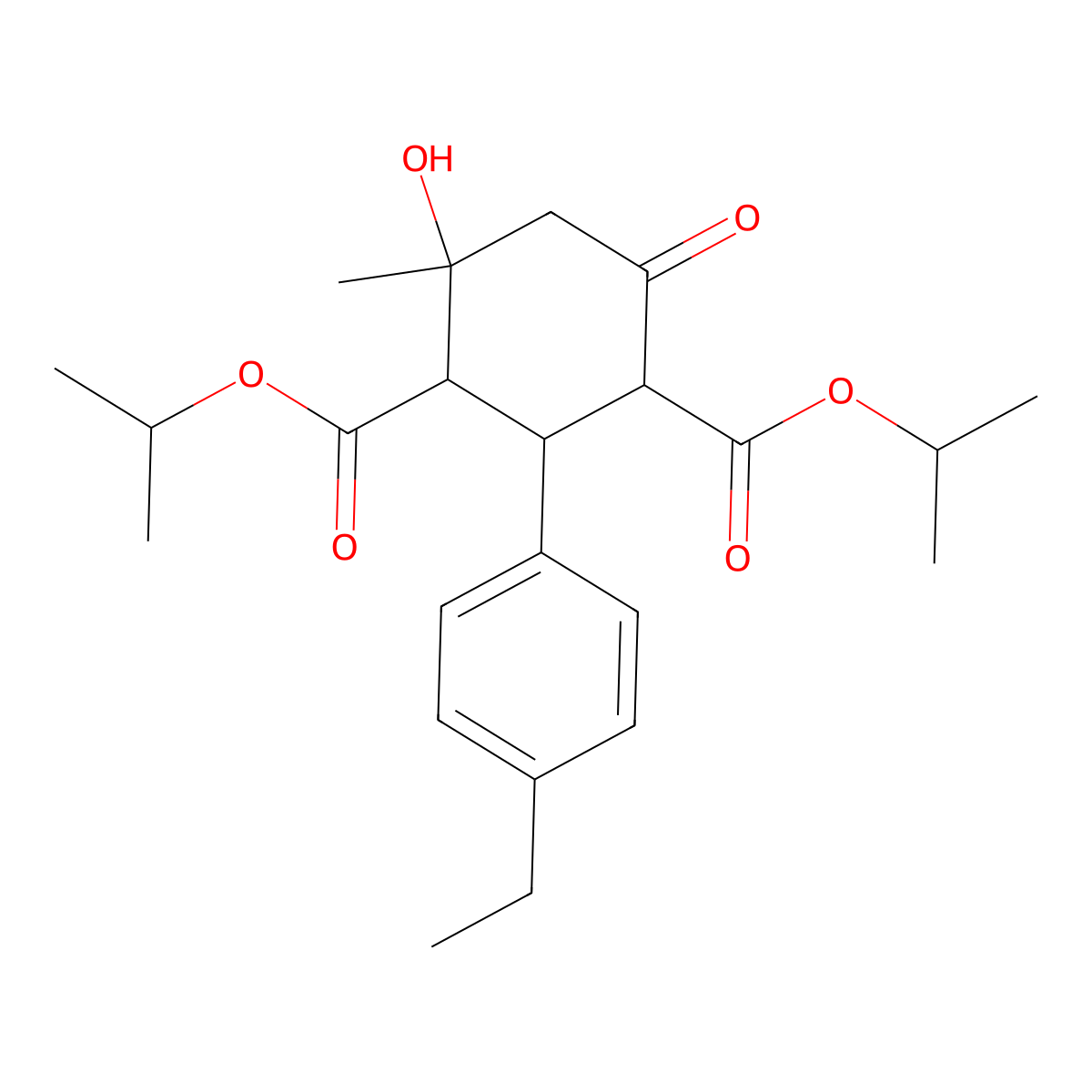 Dipropan-2-yl 2-(4-ethylphenyl)-4-hydroxy-4-methyl-6-oxocyclohexane-1,3-dicarboxylate molecular structure, CAS 1005099-04-6