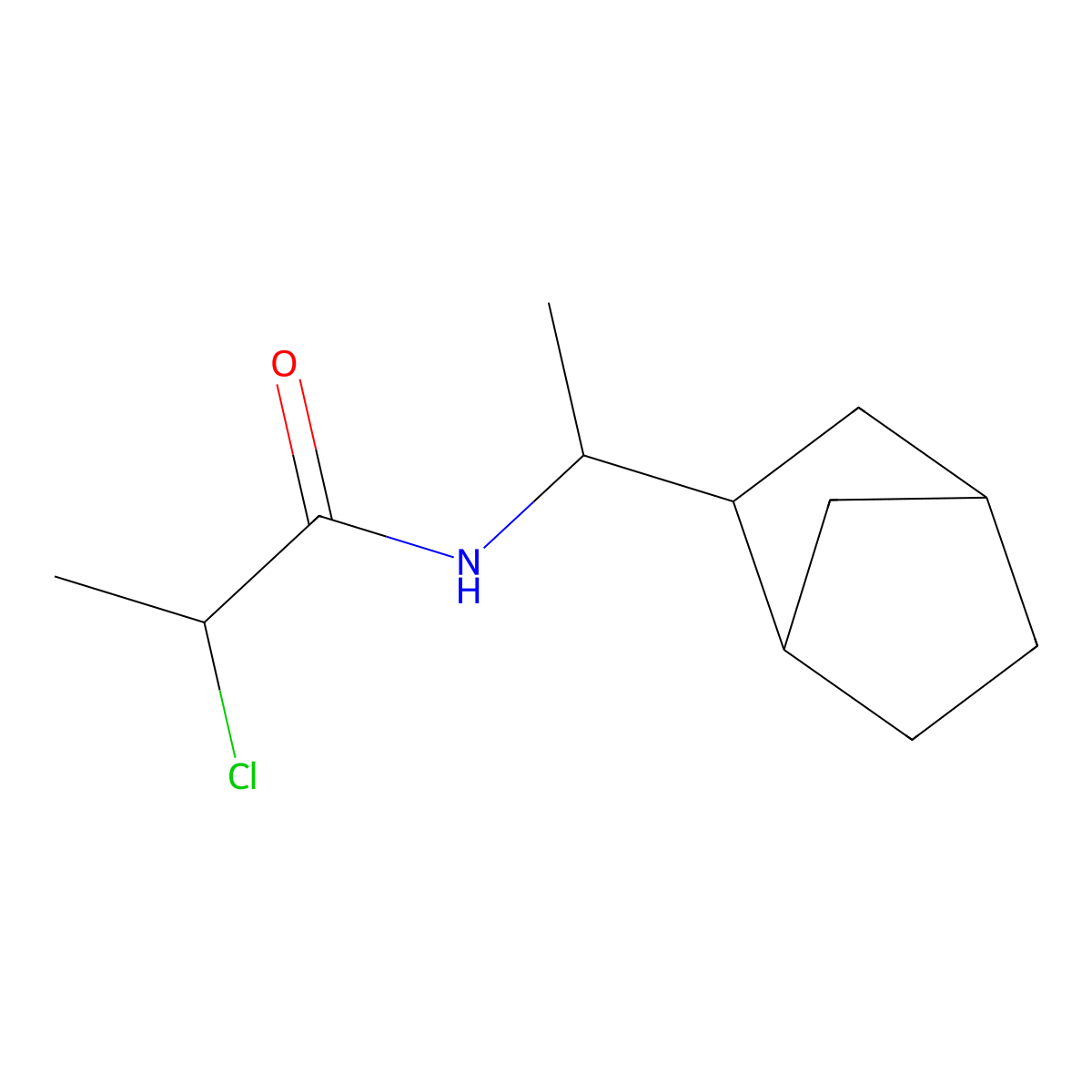 N-(1-(bicyclo(2.2.1)heptan-2-yl)ethyl)-2-chloropropanamide molecular structure, CAS 1005099-25-1