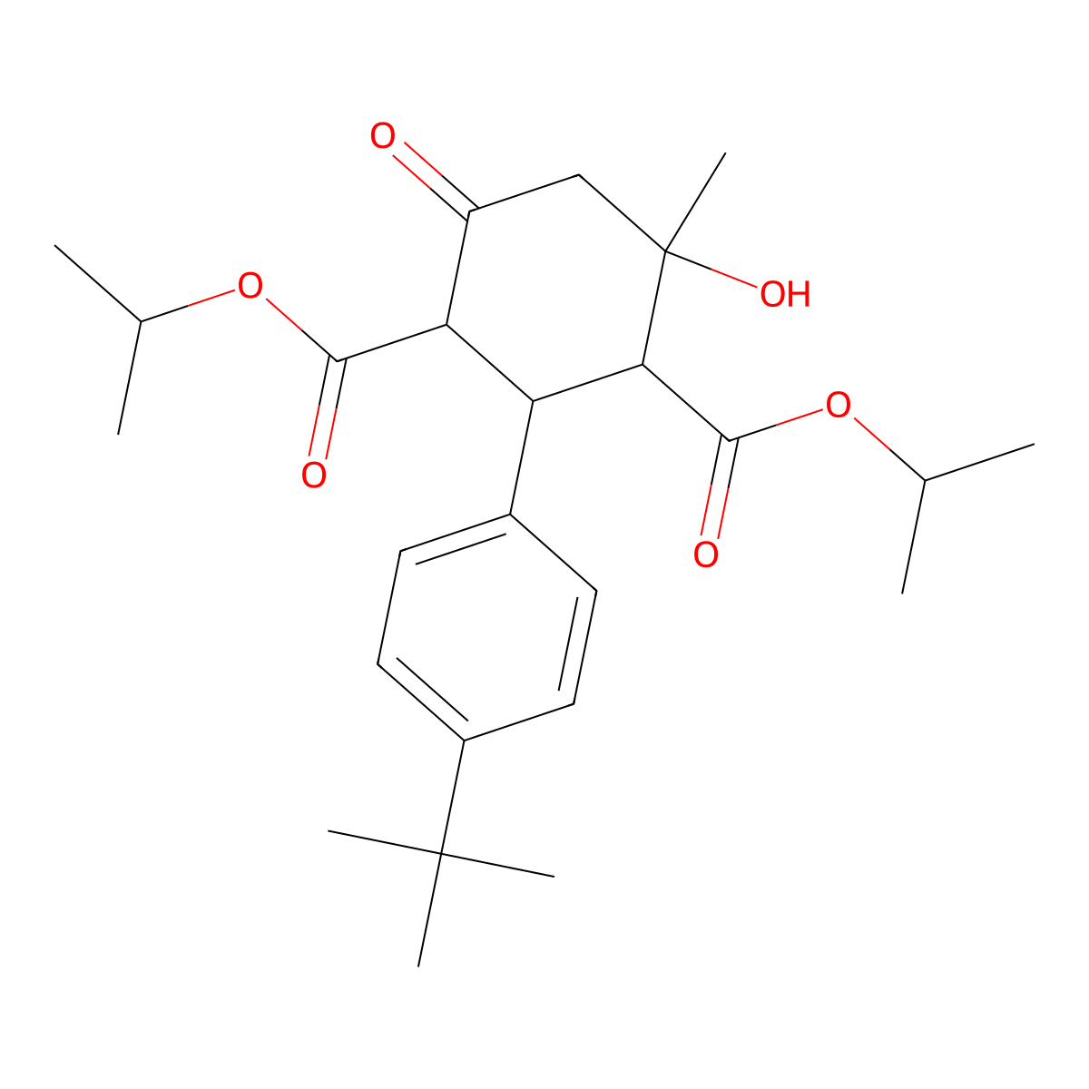 Diisopropyl 2-(4-tert-butylphenyl)-4-hydroxy-4-methyl-6-oxocyclohexane-1,3-dicarboxylate molecular structure, CAS 1005099-44-4