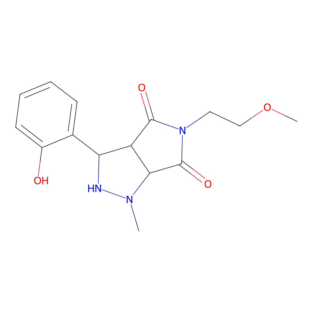 3-(2-hydroxyphenyl)-5-(2-methoxyethyl)-1-methyltetrahydropyrrolo[3,4-c]pyrazole-4,6(1H,5H)-dione molecular structure, CAS 1005099-98-8