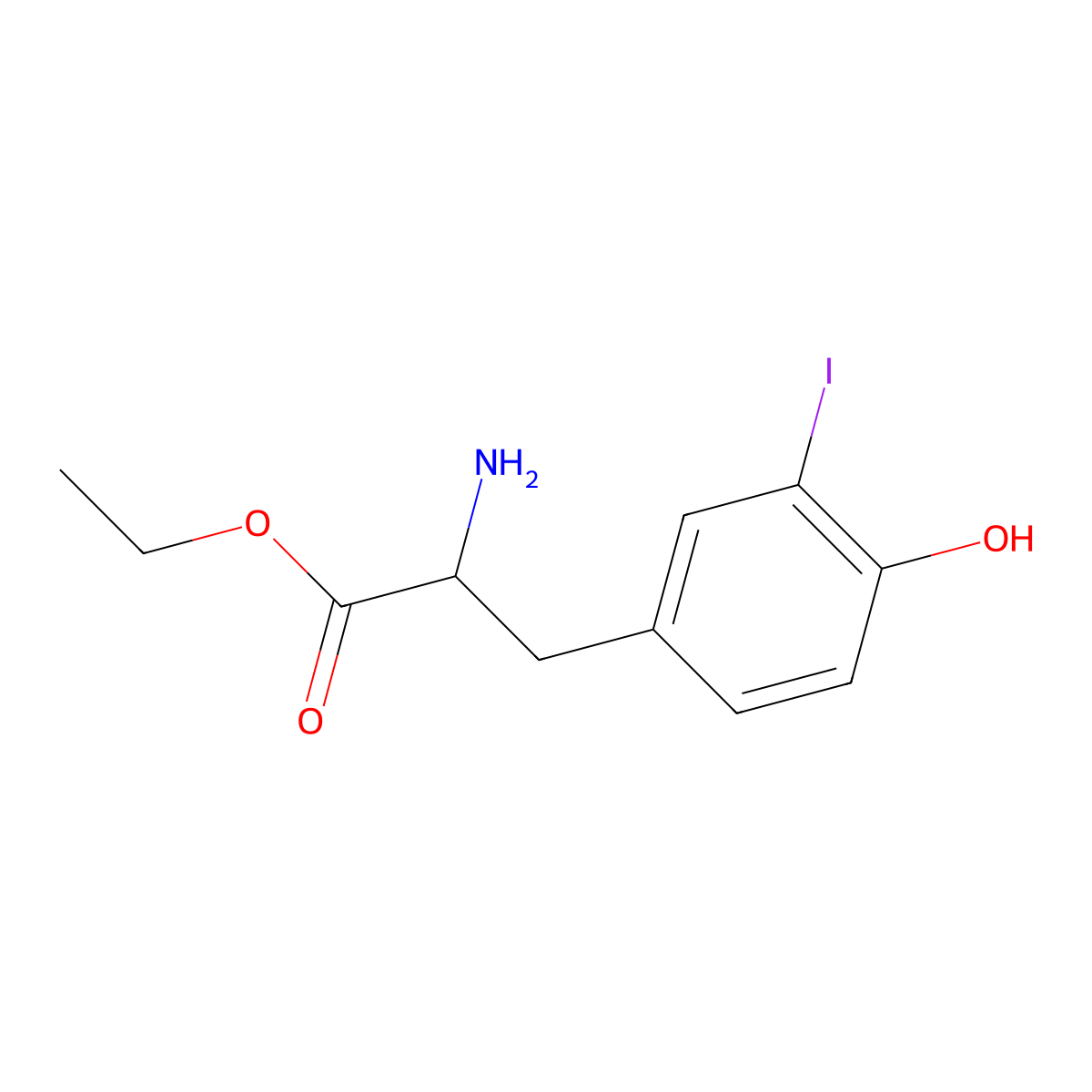 Ethyl (2S)-2-amino-3-(4-hydroxy-3-iodophenyl)propanoate molecular structure, CAS 10051-40-8