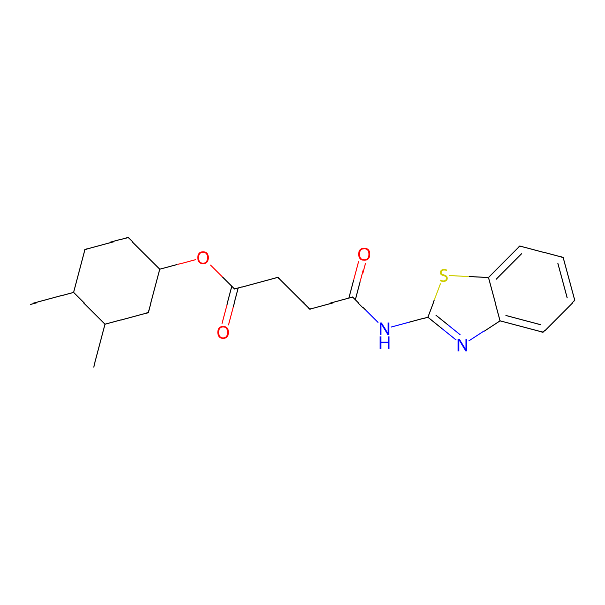 3,4-Dimethylcyclohexyl 4-(1,3-benzothiazol-2-ylamino)-4-oxobutanoate molecular structure, CAS 1005100-38-8
