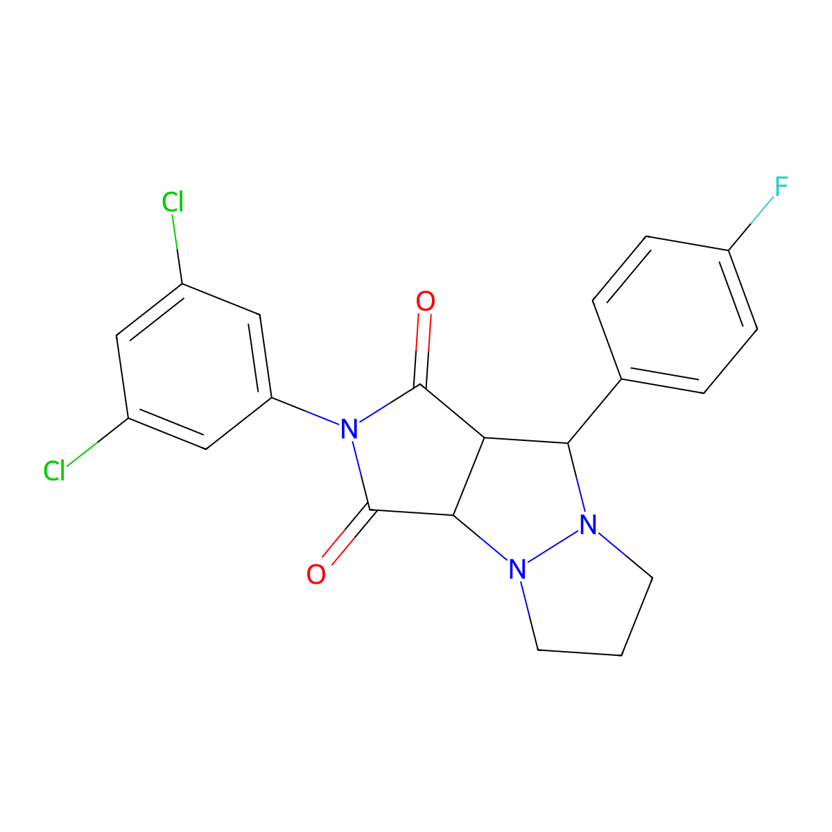 2-(3,5-dichlorophenyl)-9-(4-fluorophenyl)hexahydro-1H-pyrazolo[1,2-a]pyrrolo[3,4-c]pyrazole-1,3(2H)-dione molecular structure, CAS 1005100-42-4