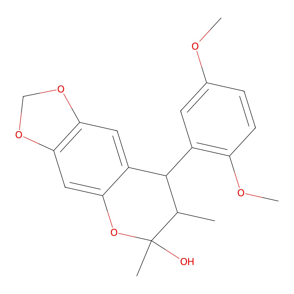8-(2,5-dimethoxyphenyl)-6,7-dimethyl-7,8-dihydro-6H-[1,3]dioxolo[4,5-g]chromen-6-ol molecular structure, CAS 1005100-69-5