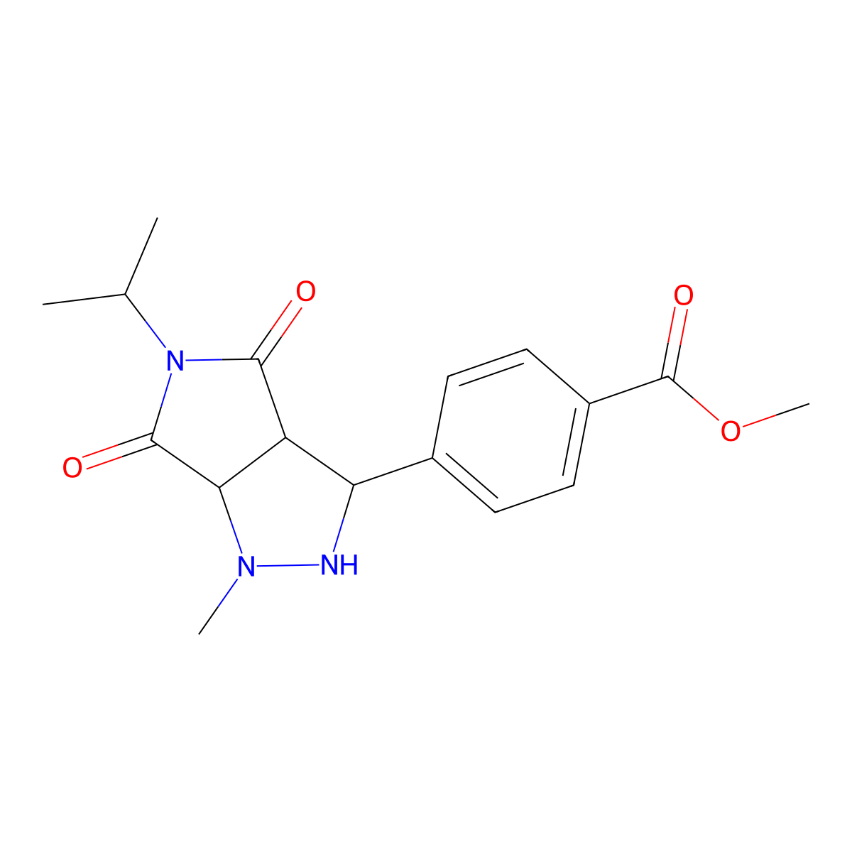 Methyl 4-[1-methyl-4,6-dioxo-5-(propan-2-yl)octahydropyrrolo[3,4-c]pyrazol-3-yl]benzoate molecular structure, CAS 1005101-81-4