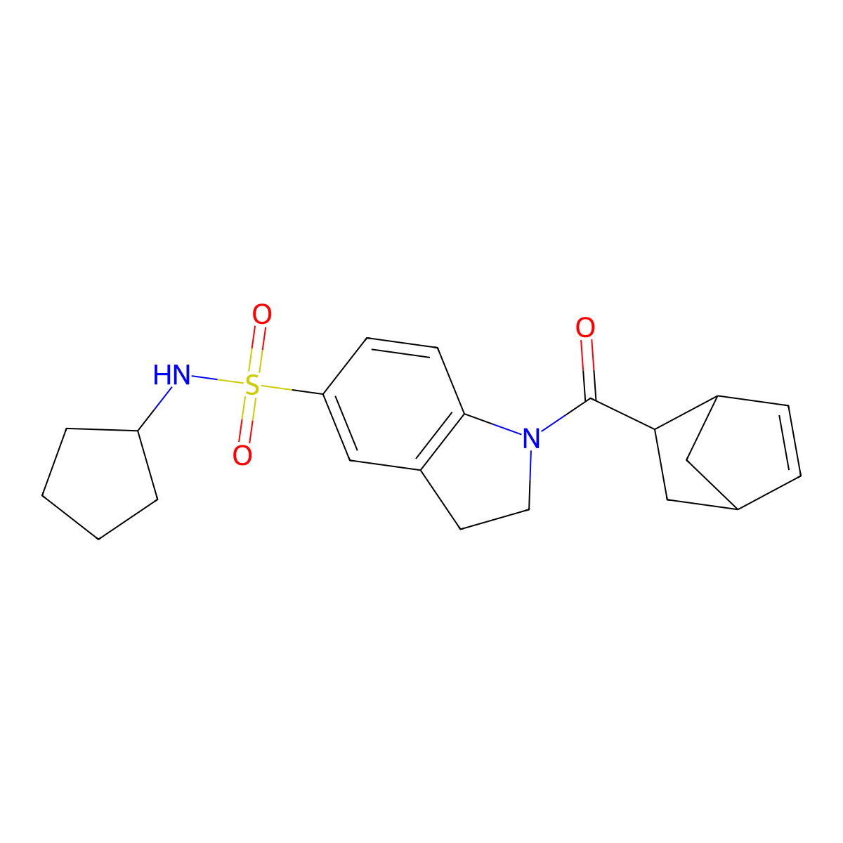 Bicyclo[2.2.1]hept-5-en-2-yl 5-[(cyclopentylamino)sulfonyl]indolinyl ketone molecular structure, CAS 1005101-99-4