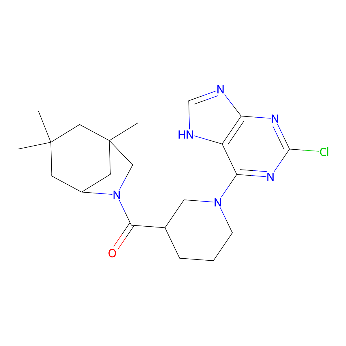 [1-(2-chloro-7H-purin-6-yl)piperidin-3-yl](1,3,3-trimethyl-6-azabicyclo[3.2.1]oct-6-yl)methanone molecular structure, CAS 1005102-01-1