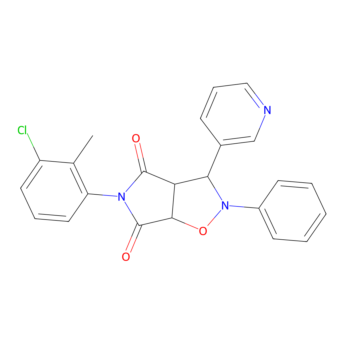 5-(3-chloro-2-methylphenyl)-2-phenyl-3-(pyridin-3-yl)dihydro-2H-pyrrolo[3,4-d][1,2]oxazole-4,6(3H,5H)-dione molecular structure, CAS 1005103-62-7