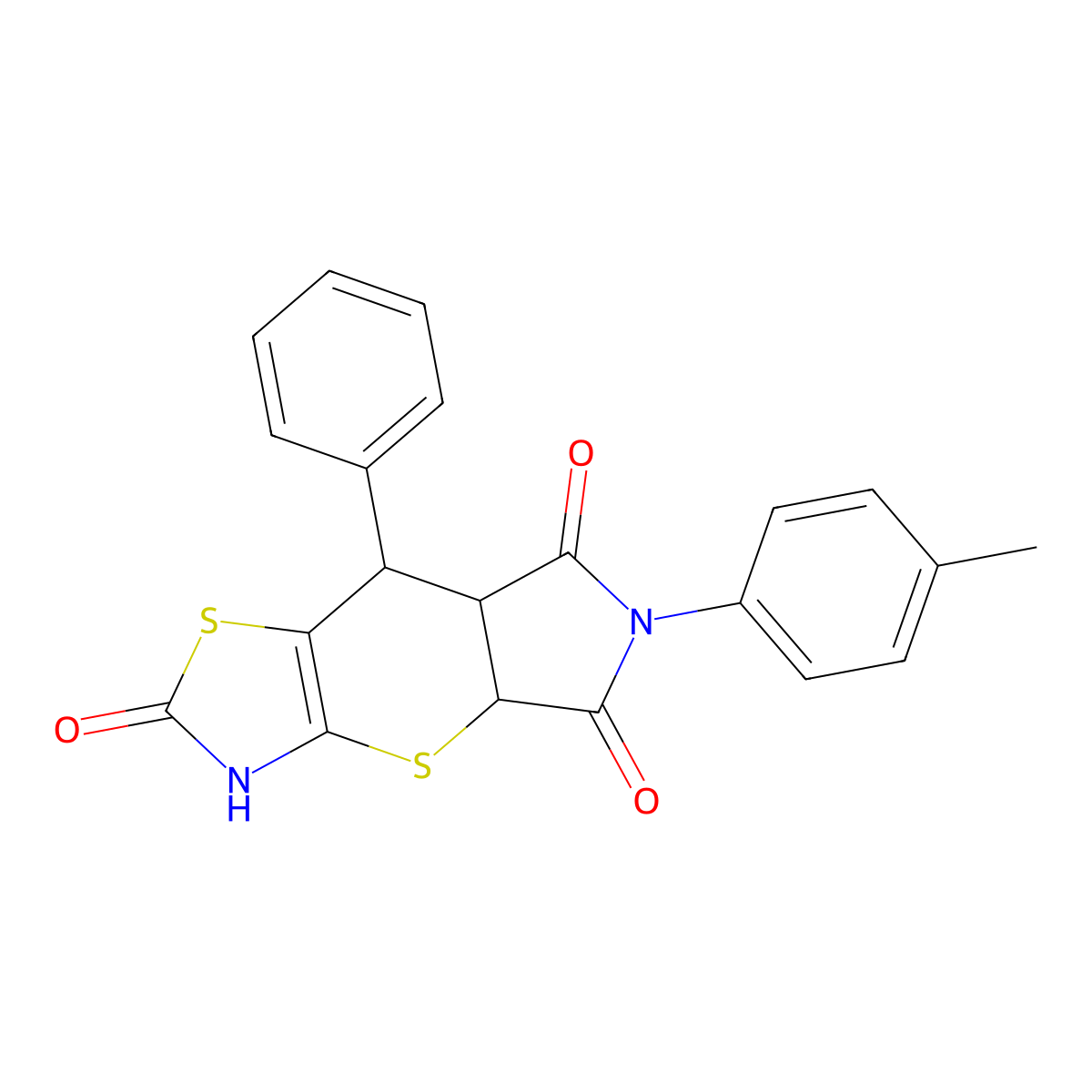 6-(4-methylphenyl)-8-phenyl-3,4a,7a,8-tetrahydropyrrolo[3',4':5,6]thiopyrano[2,3-d][1,3]thiazole-2,5,7(6H)-trione molecular structure, CAS 1005106-26-2