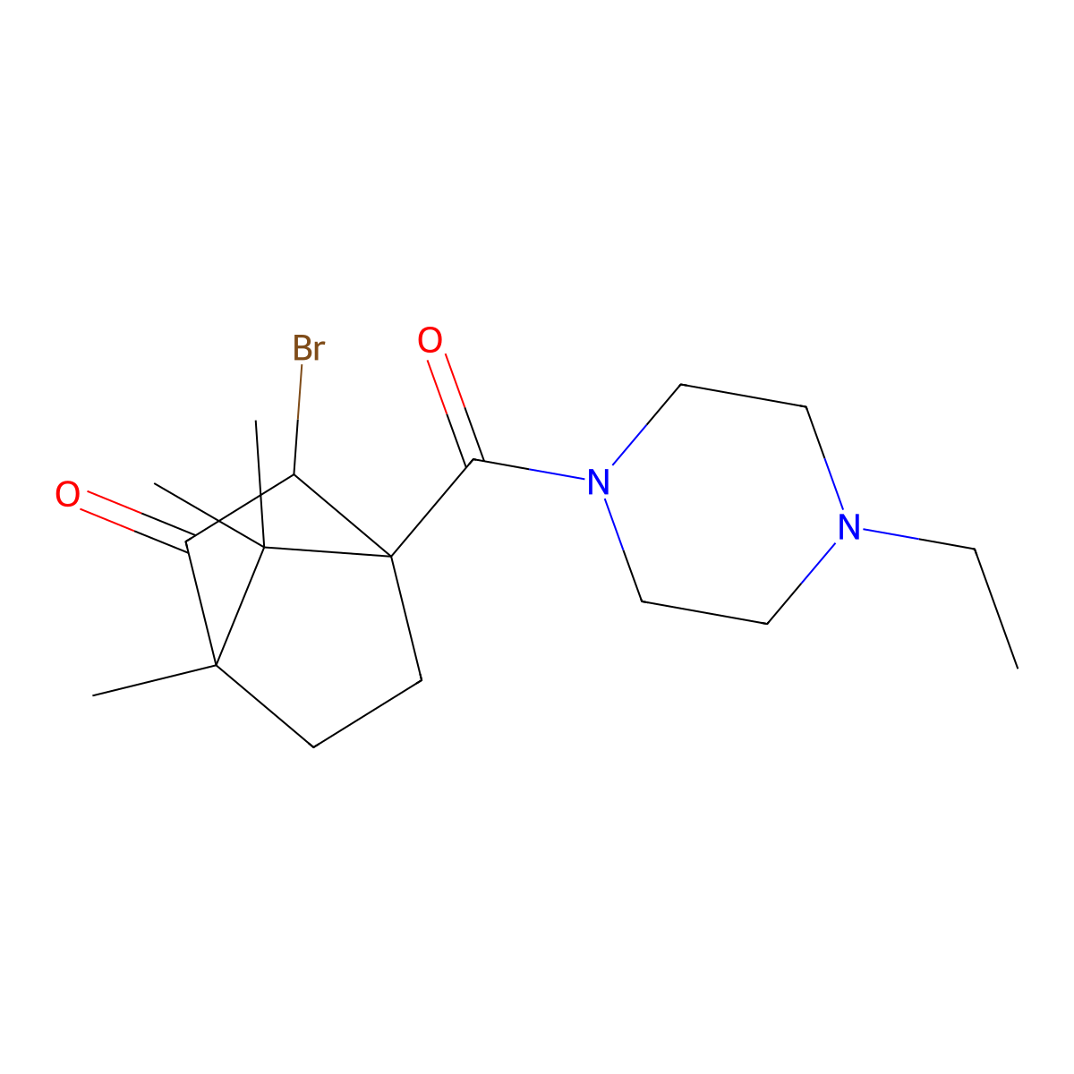 3-Bromo-4-(4-ethyl-piperazine-1-carbonyl)-1,7,7-trimethyl-bicyclo[2.2.1]heptan-2-one molecular structure, CAS 1005106-36-4
