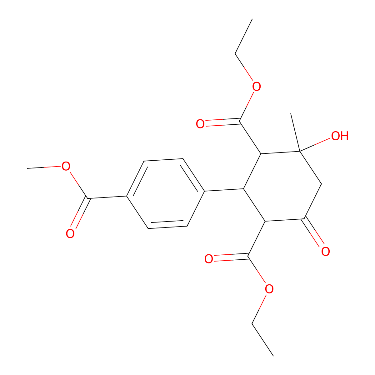 Diethyl 4-hydroxy-2-[4-(methoxycarbonyl)phenyl]-4-methyl-6-oxo-1,3-cyclohexanedicarboxylate molecular structure, CAS 1005106-64-8