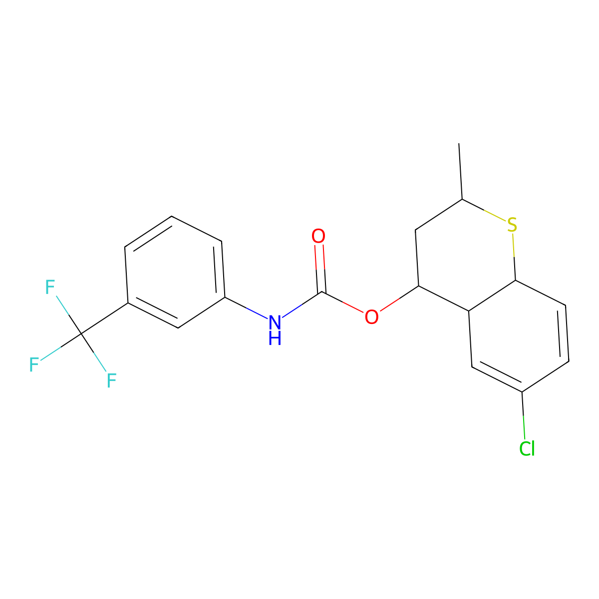 6-chloro-2-methyl-3,4,4a,8a-tetrahydro-2H-thiochromen-4-yl N-[3-(trifluoromethyl)phenyl]carbamate molecular structure, CAS 1005106-79-5