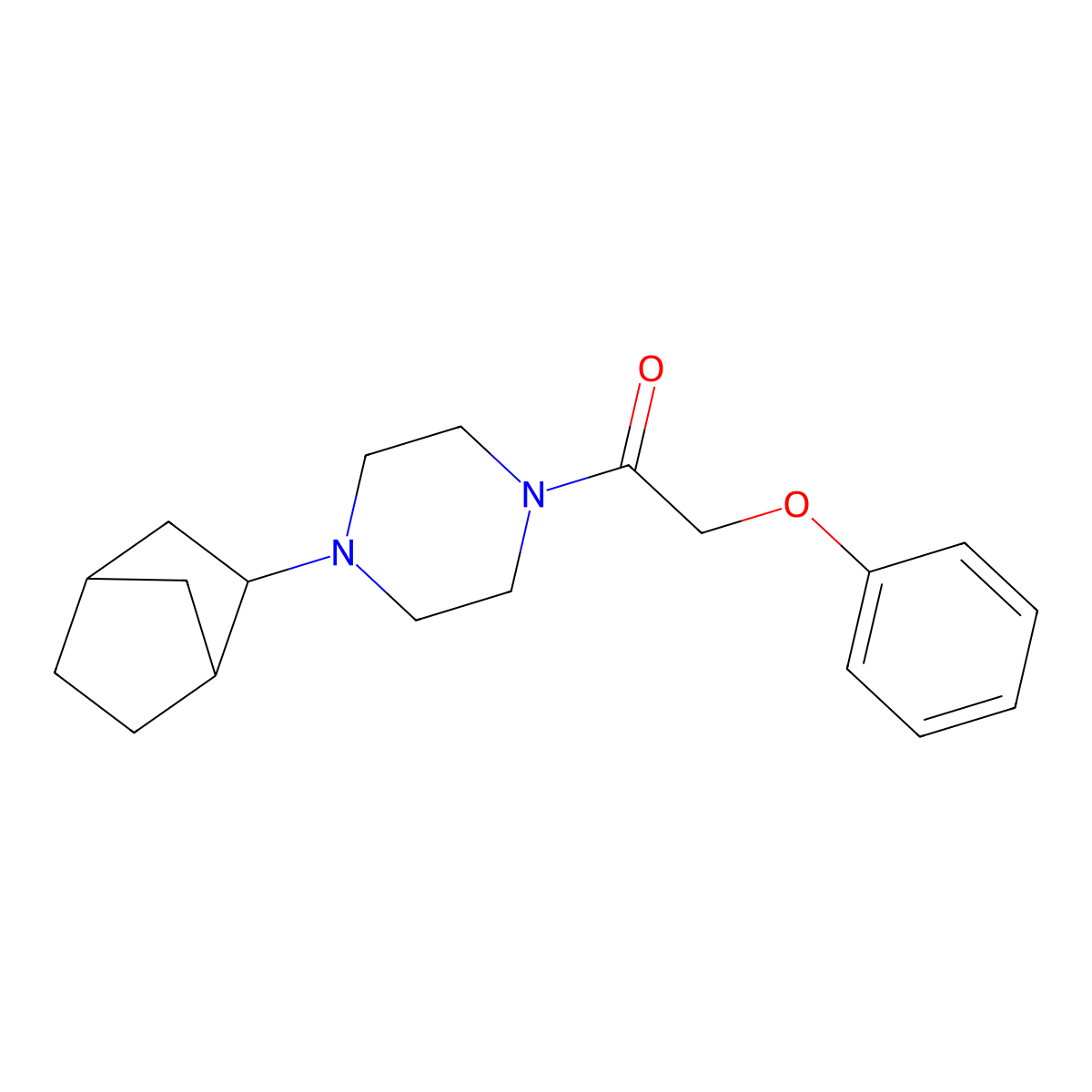 1-(4-Bicyclo[2.2.1]hept-2-yl-piperazin-1-yl)-2-phenoxy-ethanone molecular structure, CAS 1005106-92-2