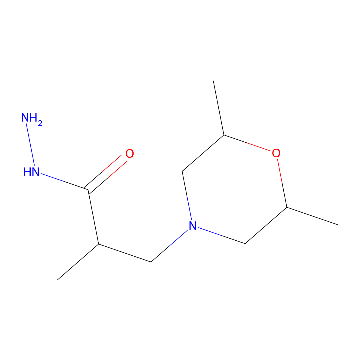 3-(2,6-Dimethylmorpholin-4-yl)-2-methylpropanehydrazide molecular structure, CAS 1005106-94-4