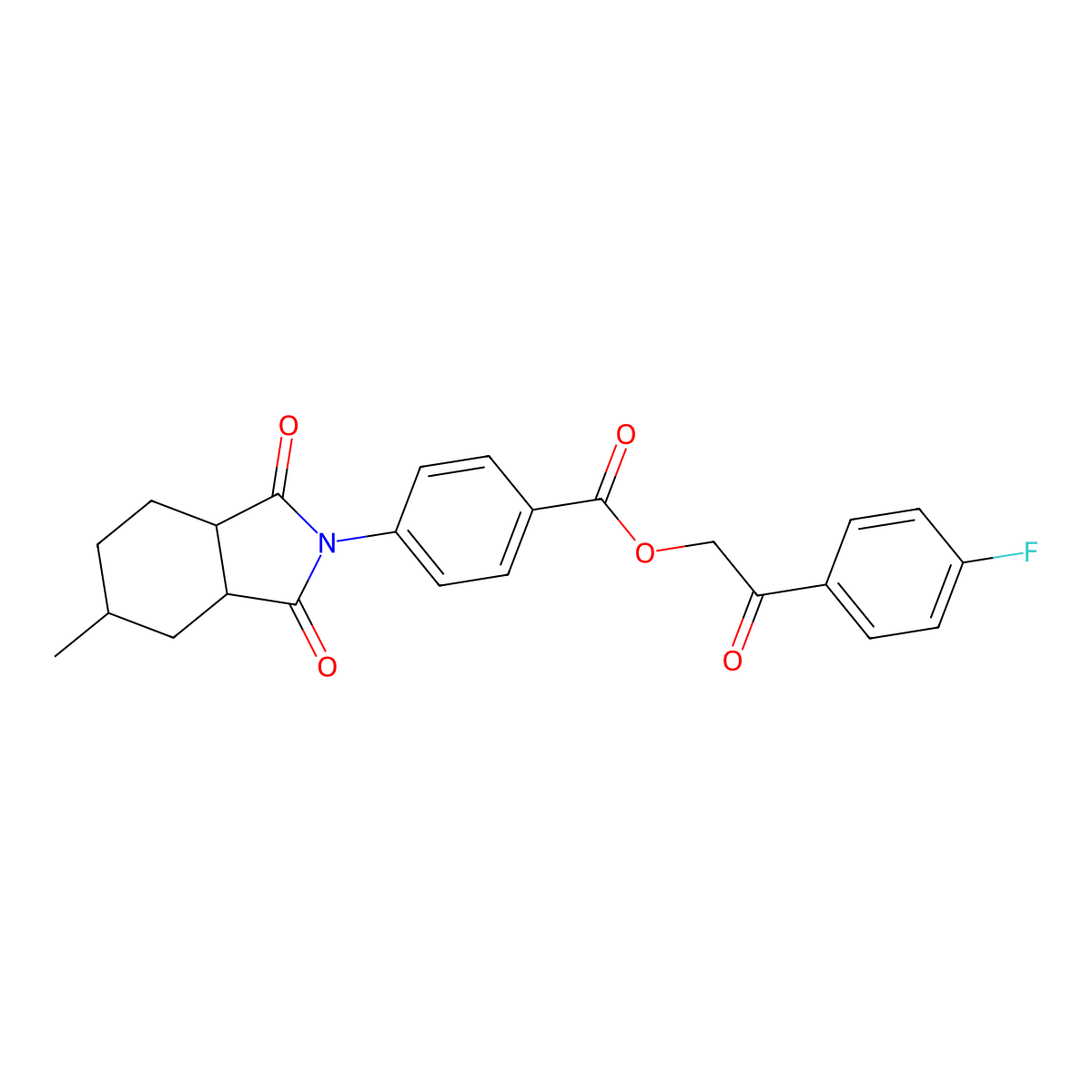 2-(4-fluorophenyl)-2-oxoethyl 4-(5-methyl-1,3-dioxooctahydro-2H-isoindol-2-yl)benzoate molecular structure, CAS 1005107-05-0