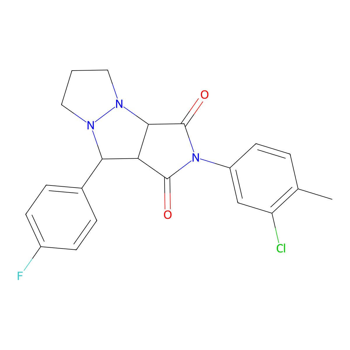 2-(3-chloro-4-methylphenyl)-9-(4-fluorophenyl)hexahydro-1H-pyrazolo[1,2-a]pyrrolo[3,4-c]pyrazole-1,3(2H)-dione molecular structure, CAS 1005107-35-6