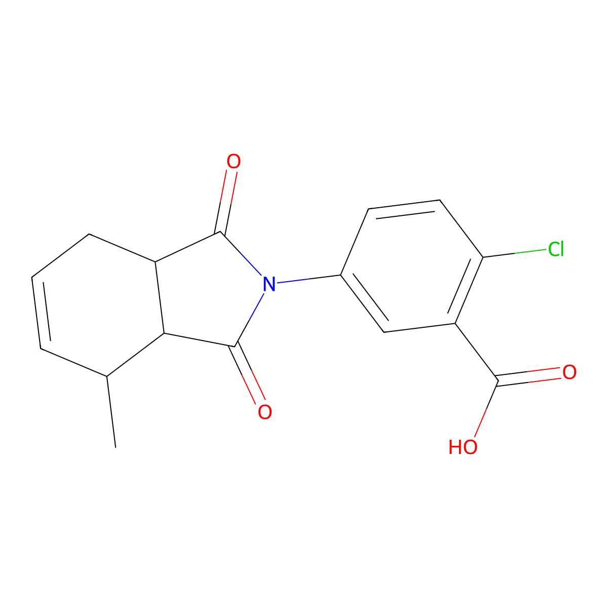 2-chloro-5-(4-methyl-1,3-dioxo-1,3,3a,4,7,7a-hexahydro-2H-isoindol-2-yl)benzoic acid molecular structure, CAS 1005107-80-1