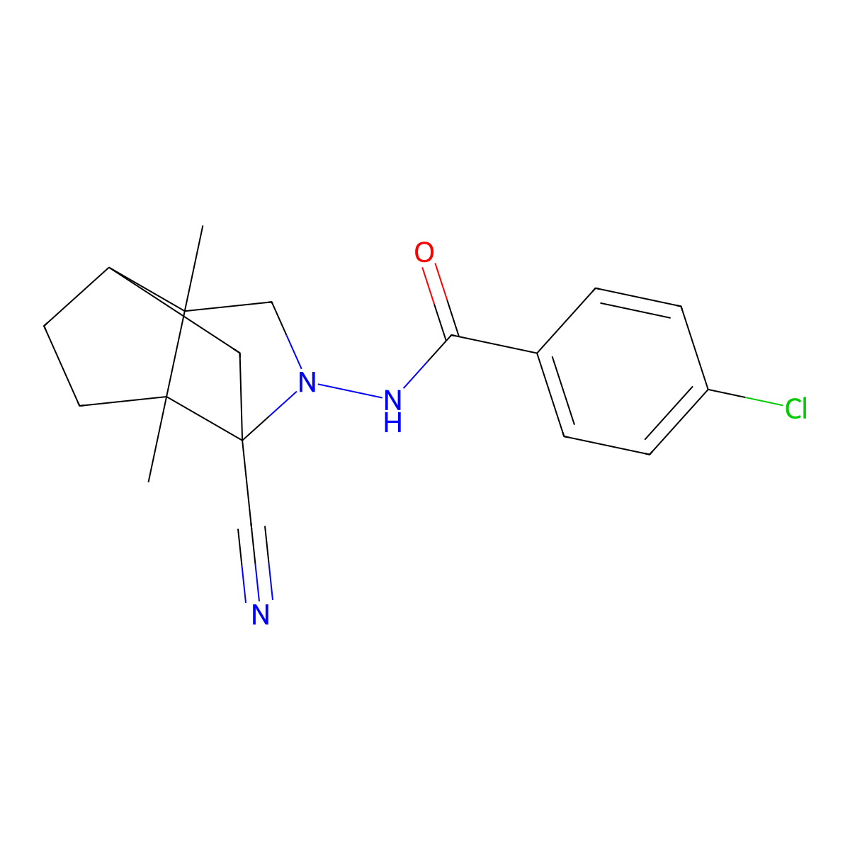 4-chloro-N-(3-cyano-6,7-dimethyl-4-azatricyclo[4.3.0.0~3,7~]non-4-yl)benzamide molecular structure, CAS 1005107-86-7