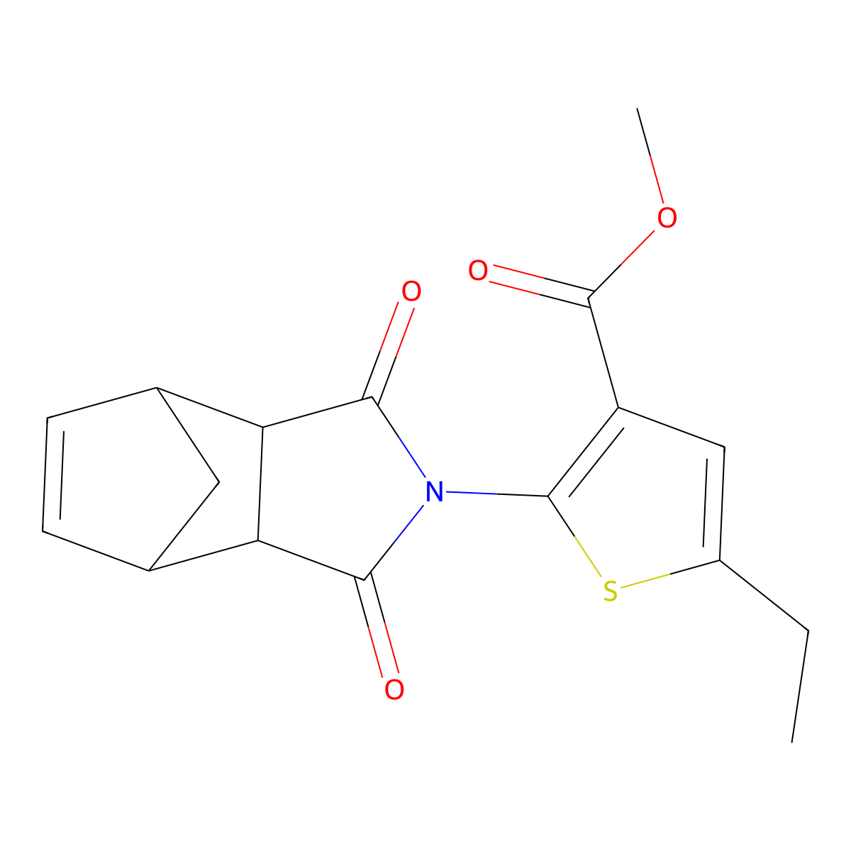 methyl 2-(1,3-dioxo-3a,4,7,7a-tetrahydro-1H-4,7-methanoisoindol-2(3H)-yl)-5-ethylthiophene-3-carboxylate molecular structure, CAS 1005107-97-0